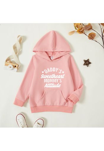 Toddler Graphic Letter and Heart Print Long-sleeve Hooded Pullover