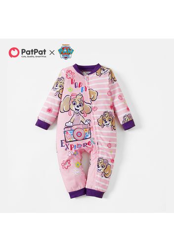 PAW Patrol Little Girl Graphic and Stripe Zipper Jumpsuit