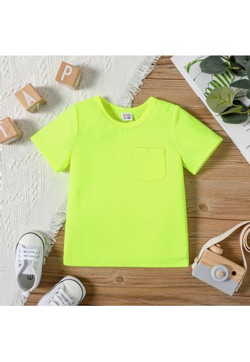 Baby Boy/Girl Fluorescent Colored Short-sleeve T-shirt with Pocket