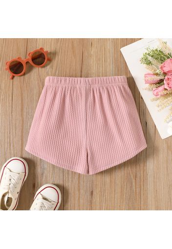 Toddler Girl Solid Color Textured Elasticized Knit Shorts