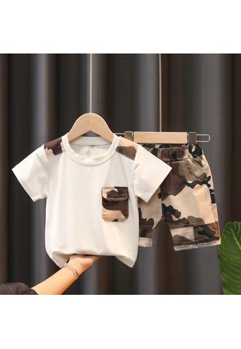 2pcs Toddler Boy Casual Camouflage Print Tee and Shorts Set