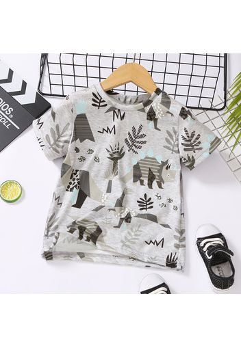 Toddler Boy Playful Dinosaur Print Short-sleeve Tee