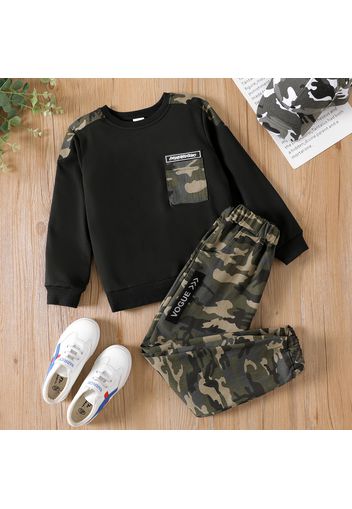 2-piece Kid Boy Camouflage Pocket Sweatshirt and Pants Sets