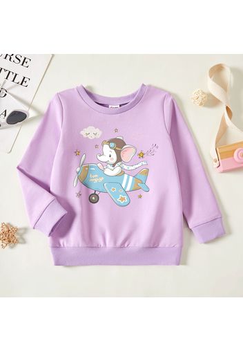 Toddler Graphic Elephant and Plane and Stars Print Long-sleeve Pullover