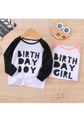 Toddler Girl Letter Print Long Raglan Sleeve Tee