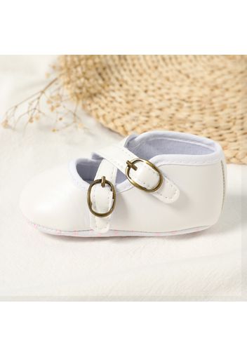 Baby / Toddler Buckle Velcro White Prewalker Shoes