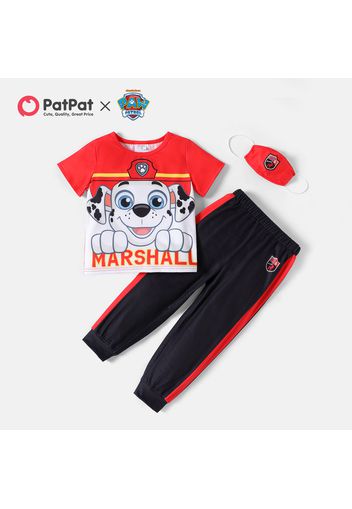 PAW Patrol 3-piece Toddler Boy/Girl Colorblock Tee and Sweatshirt Pants Set with Face Mask