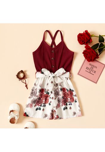 Baby / Toddler Girl Bowknot Floral Jumpsuit