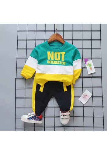 2-piece Toddler Boy Letter Print Colorblock Pullover Sweatshirt and Pants Set