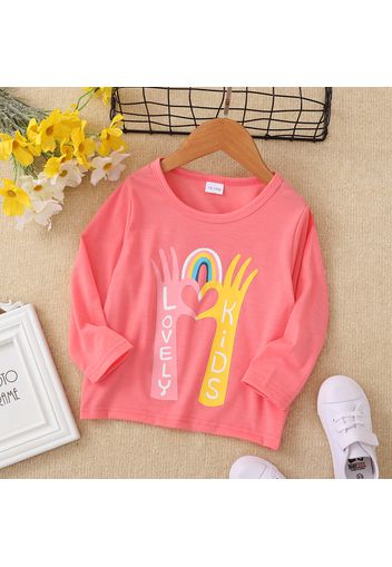 Toddler Girl Rainbow/Letter Arm Print Long-sleeve Tee