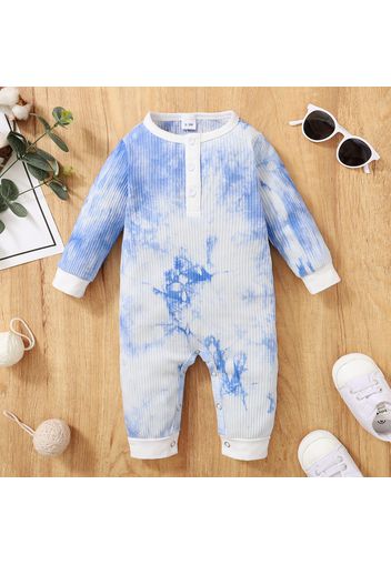 Tie Dye Long-sleeve Cotton Ribbed Baby Jumpsuit