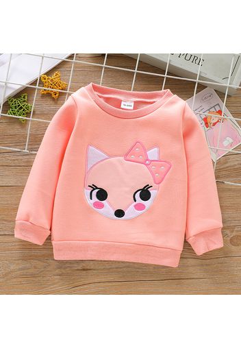 Toddler Girl Fox Embroidered Fleece Lined Sweatshirt