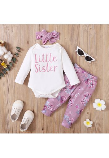 Letter and Floral Print Baby Set