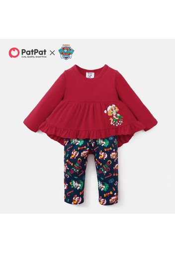 PAW Patrol 2-piece Little Girl Christmas Hi-Lo Top and Allover Pants Sets