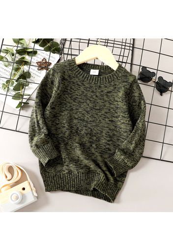 Toddler Boy/Girl Solid Color Round-collar Knit Sweater