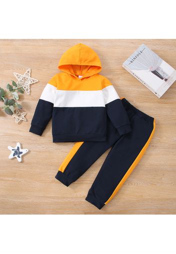 2-piece Toddler Boy Colorblock Hoodie Sweatshirt and Pants Set