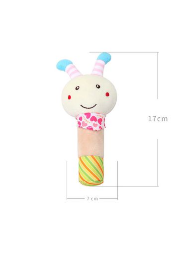 Baby Cartoon Animal Stuffed Hand Rattle with Sound Soft Plush Infant Developmental Hand Grip Toy Gift for Baby Girls Boys