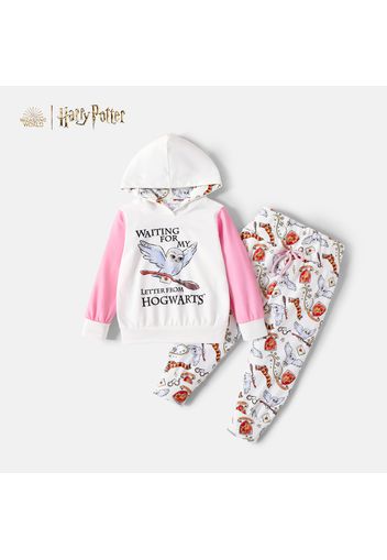 Harry Potter toddler Girl 2-piece Pink Owl Hooded Sweatshirt and Allover Pants Set