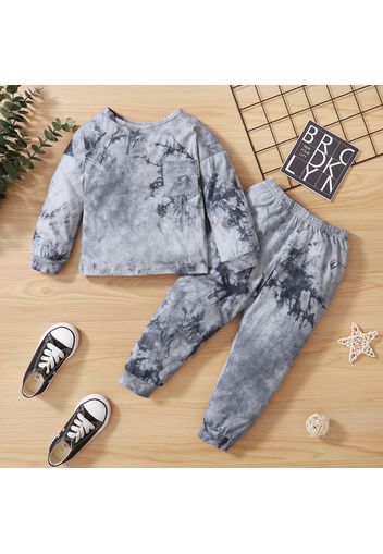 2-piece Toddler Boy Tie Dye Long-sleeve T-shirt and Casual Pants Set