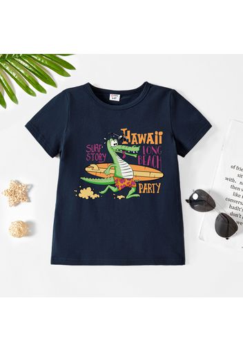 Toddler Boy Graphic Dinosaur and Letter Print  Short-sleeve Tee