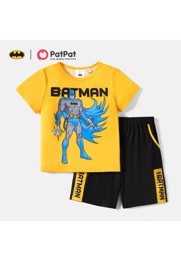 Justice League 2pcs Kid Boy Letter Print Short-sleeve Tee and Colorblock Shorts Set