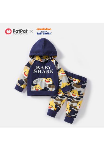 Baby Shark 2-piece Baby Boy Hooded Sweatshirt and Allover Pants Set