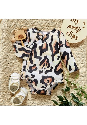 Baby Boy Solid/Leopard Print Long-sleeve Snap-up Romper