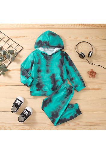 2-piece Toddler Boy Tie Dye Hoodie Sweatshirt and Pants Set