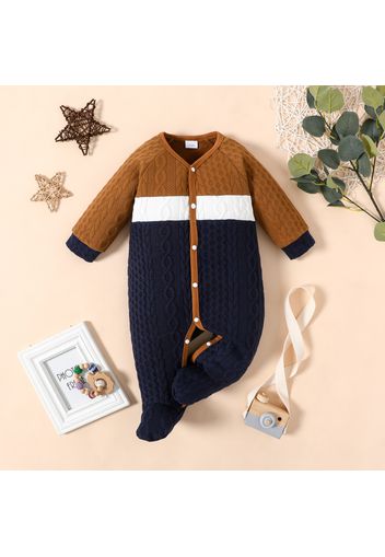 100% Cotton Baby Boy/Girl Imitation Knitting Long-sleeve Footed Jumpsuit