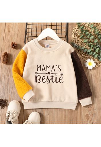 Baby/Toddler Girl Letter Embroidered Colorblock Fuzzy Sweatshirt