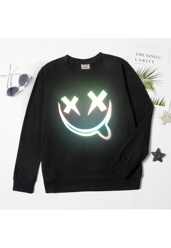 Kid Boy Reflective Graphic Print Pullover Sweatshirt