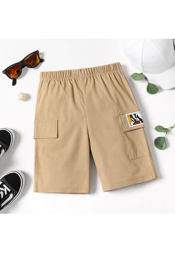 Kid Boy Patch Embroidered Pocket Design Cargo Shorts