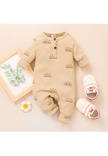 Baby Boy/Girl All Over Sun Print Ribbed Long-sleeve Jumpsuit