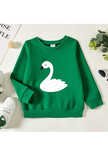 Toddler Girl Graphic Swan Print Long-sleeve Pullover