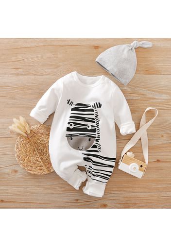 100% Cotton Zebra Print Long-sleeve Baby Jumpsuit