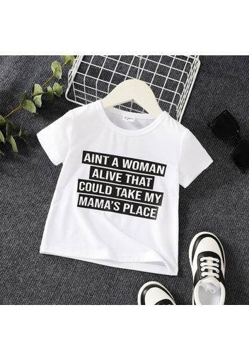 Toddler Boy Letter Print Casual Short-sleeve White Tee