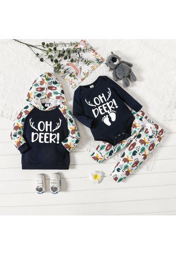 Christmas Deer and Letter Print Sibling Matching Long-sleeve Sets