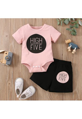 2pcs Baby Boy/Girl Letter Print Short-sleeve T-shirt and Shorts Set