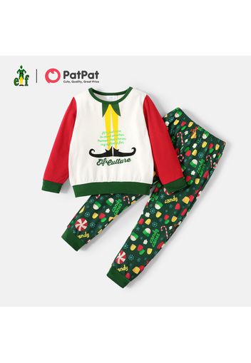 Toddler Boy 2-piece ELF Colorblock Top and Allover Pants Christmas Set