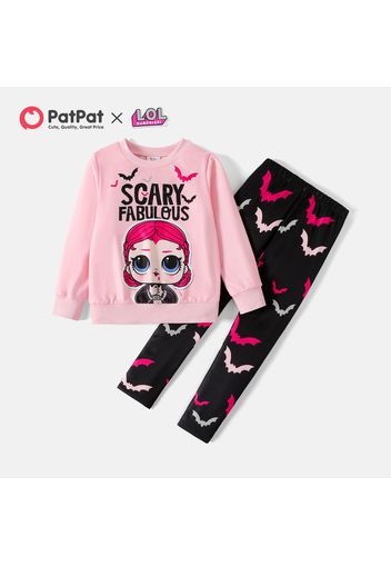 L.O.L. SURPRISE! 2pcs Kid Girl Character Letter Print Halloween Pullover Sweatshirt and Pants Set