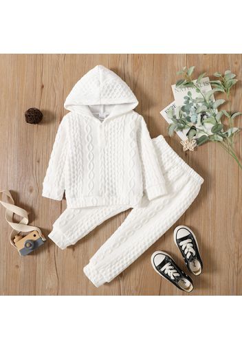 2-piece Toddler Girl/Boy Button Design Cable Knit Top and Solid Pants Set