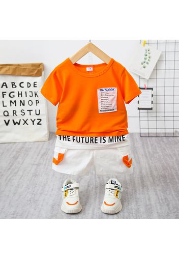 2pcs Toddler Boy Trendy Letter Print Tee and Shorts Set