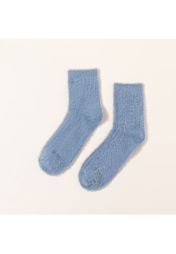 Women Pure Color Autumn Winter Warm Fluffy Socks