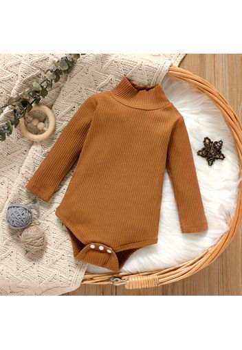 Baby Boy/Girl 95% Cotton Ribbed Turtleneck Long-sleeve Romper