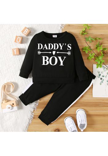 2pcs Baby Boy Letter Print Long-sleeve Sweatshirt and Trousers Set