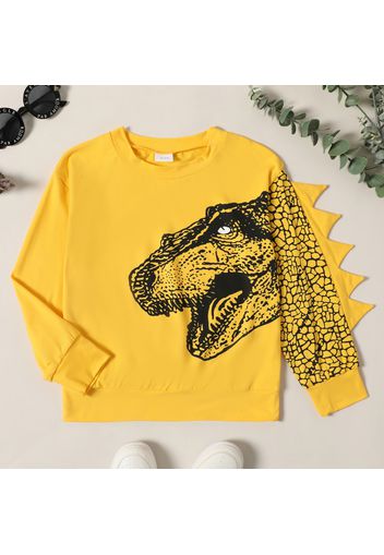 Kid Boy Animal Dinosaur Print Spike Design Pullover Sweatshirt