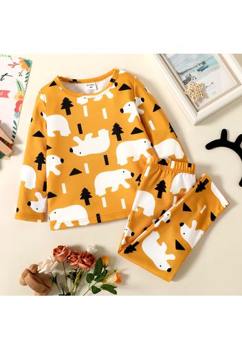 2-piece Toddler Boy Animal Print Long-sleeve Tee and Pants Set