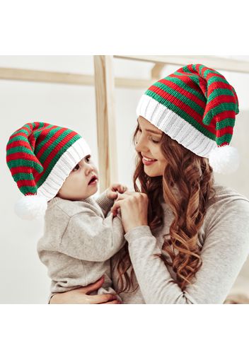 Santa Hat Christmas Red and White Knitted Christmas Caps Winter Hat Xmas Hats for Mom and Me