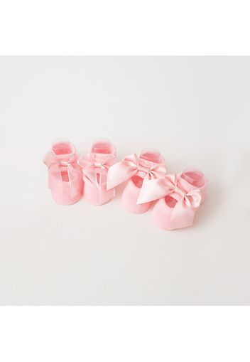 2-Pair Baby / Toddler Girl Bowknot Solid Socks Set