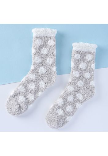 Women Allover Dots Pattern Autumn Winter Warm Fluffy Socks